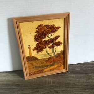 Vtg Baltic Amber Tree Art Framed